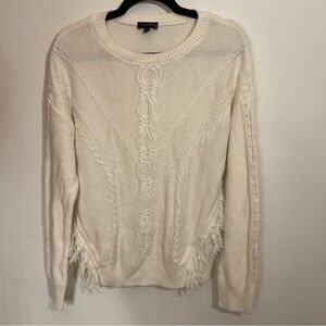 The Limited White Fringe Cable Knit Sweater – Size L
